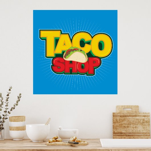 Poster Boutique Taco bleu cool (Cuisine)