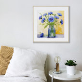 Poster Bouton Batchelor Bleu Cornflower Aquarelle Imprime