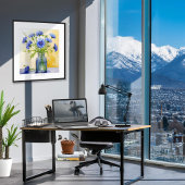 Poster Bouton Batchelor Bleu Cornflower Aquarelle Imprime