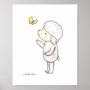 Poster Bouton d'agneau mignon Papillon Nourriture d'art I