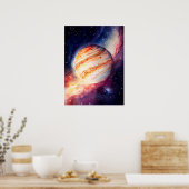Poster Bouton d'art Jupiter Aquarelle Majestic (Cuisine)