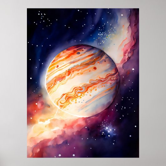 Poster Bouton d'art Jupiter Aquarelle Majestic (Devant)