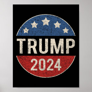 Poster Bouton de campagne rétro 2024 Re Élection Présiden