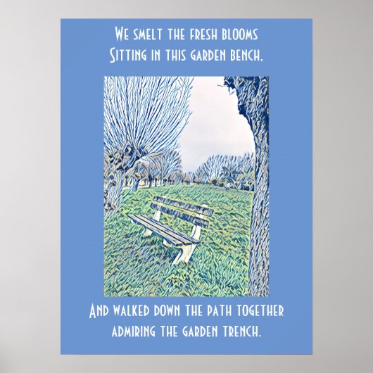 Poster Bouton de jardin bleu ciel d'automne art Abstrait (Devant)