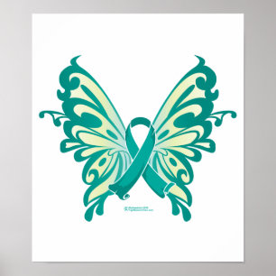 Poster Bouton du ruban du cancer de l'ovaire