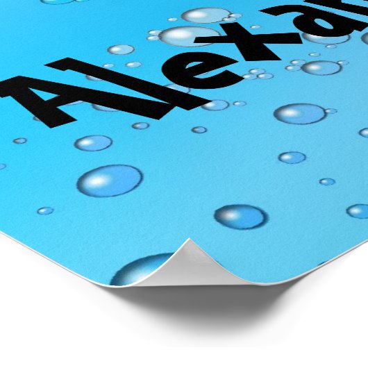 Poster Bouton en caoutchouc mignon / Bulles bleues (Coin)