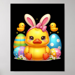 Poster Bouton en caoutchouc mignon canard chaudière bande