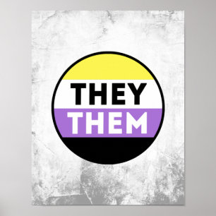 Poster Bouton Pronoms Non Binaires - Ils Eux