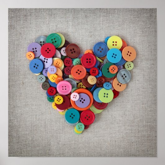 Poster Boutons colorés Coeur (Devant)
