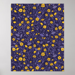 Poster Boutons jaunes et violets