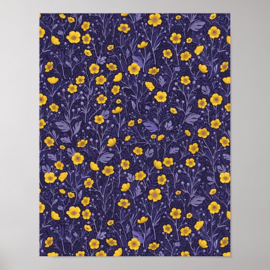 Poster Boutons jaunes et violets (Devant)