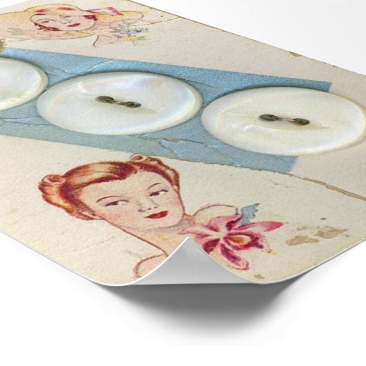 Poster Boutons vintages et dames (Coin)