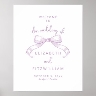 Poster Bow à croquis romantique Bienvenue au Mariage Li