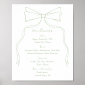 Poster Bow à main blanche et verte bar Mariage Boisson (Devant)