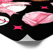 Poster Bow Baseball Maman Pink Bow Fête des mères Filles (Coin)