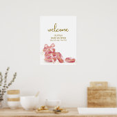 Poster Bow Bonjour Bébé Macarons Baby shower Bienvenue (Cuisine)