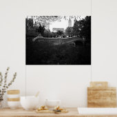 Poster Bow Bridge, noir et blanc, Central Park, NYC (Cuisine)