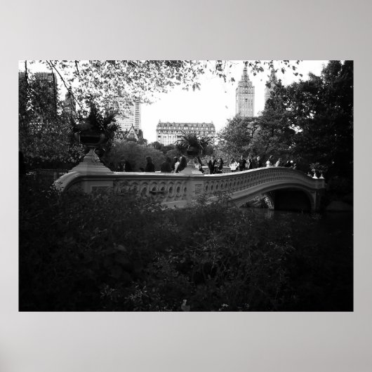 Poster Bow Bridge, noir et blanc, Central Park, NYC (Devant)