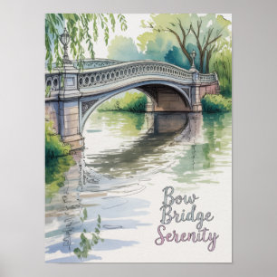 Poster Bow Bridge Sérénité Central Park Aquarelle
