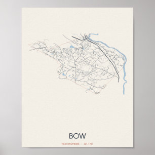 Poster Bow, carte postale des rues de New Hampshire – Fon