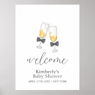Poster Bow Champagne Sip & Voir Baby shower Bienvenue