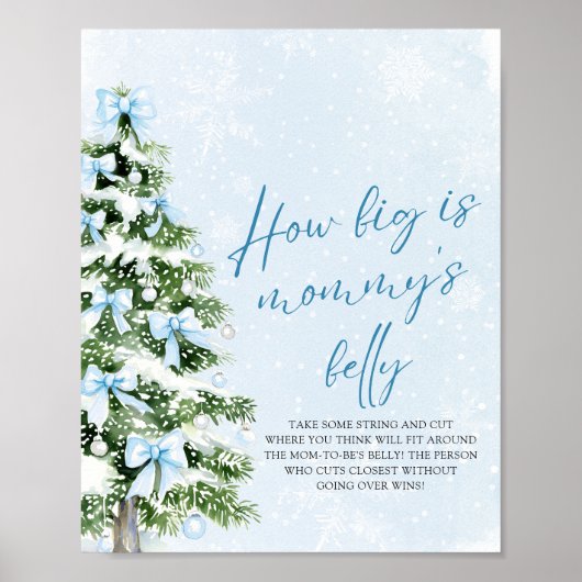 Poster Bow Christmas Baby Shower How Big Is Mommy's Belly (Devant)