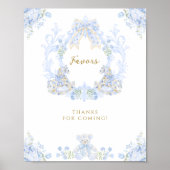 Poster Bow Floral Teddy Bear Crest Boy Baby shower Faveur (Devant)