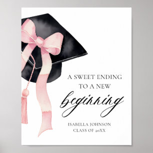 Poster Bow Grad Party Une douce Fin À Un Nouveau Début
