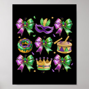Poster Bow King Cake Couronne Masque Tambour Mardi Gras C