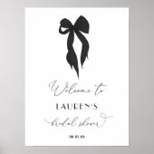 Poster Bow Noir Attache Fête des mariées Knot Bienvenue (Devant)