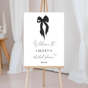 Poster Bow Noir Attache Fête des mariées Knot Bienvenue