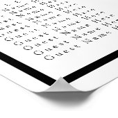 Poster Bow Ribbon Classical Noir & Blanc Mariage Siège (Coin)