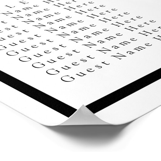 Poster Bow Ribbon Classical Noir & Blanc Mariage Siège (Coin)