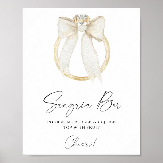 Poster Bow & Ring Bride douche sangria bar (Devant)