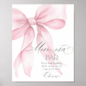 Poster Bow rose aquarelle Momosa bar Baby shower (Devant)