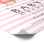 Poster Bow rose baby shower d'aquarelle florale (Coin)