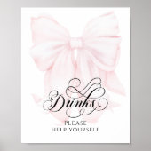 Poster Bow rose Baby shower moderne Boissons (Devant)