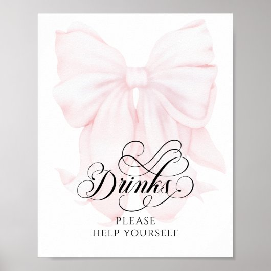Poster Bow rose Baby shower moderne Boissons (Devant)
