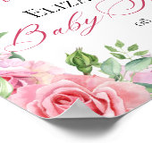 Poster Bow rose et Rose Coquette Baby shower Bienvenue (Coin)
