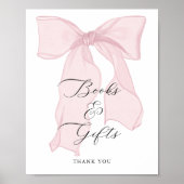 Poster Bow rose fille Baby shower Livres et cadeaux (Devant)
