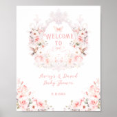 Poster Bow rose Floral Crest Baby Girl Douche (Devant)
