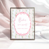 Poster Bow rose Floral Girl Baby shower Les bébés sont do