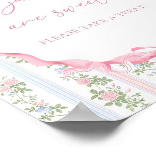 Poster Bow rose Floral Girl Baby shower Les bébés sont do (Coin)