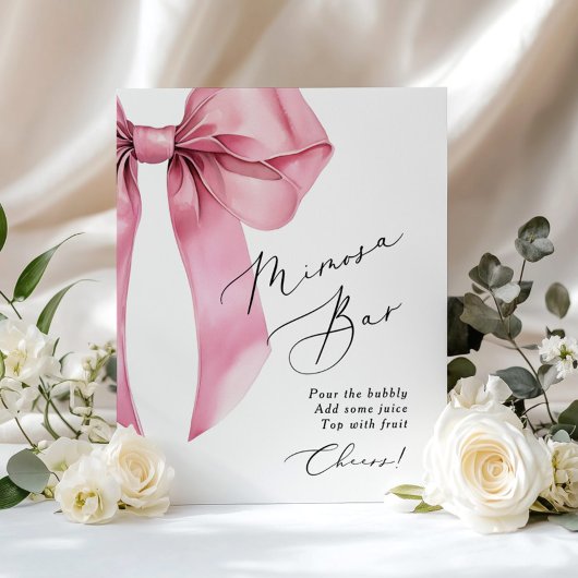 Poster Bow rose Mimosa bar Coquette Fête des mariées