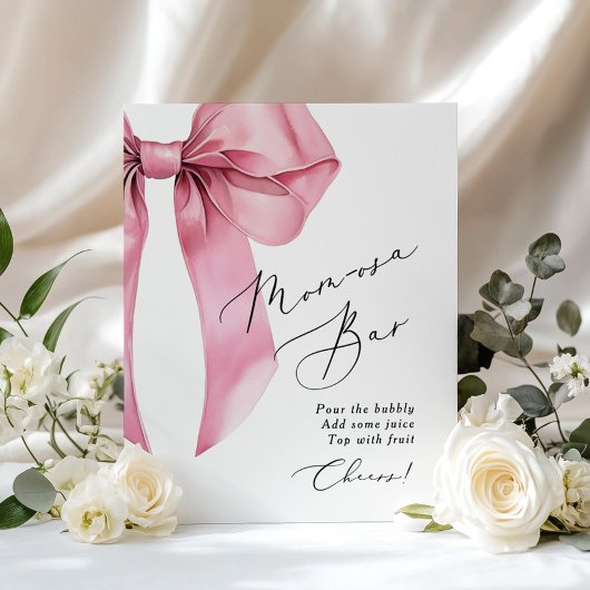 Poster Bow rose Momosa bar Coquette Baby shower