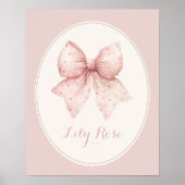 Poster Bow rose Nom bébé Wall Art (Devant)