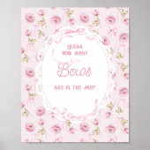 Poster Bow rose Roses Baby shower floraux Combien de Bow (Devant)