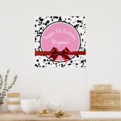 Poster Bow rouge rose Noir Dalmatie Spots Anniversaire (Cuisine)