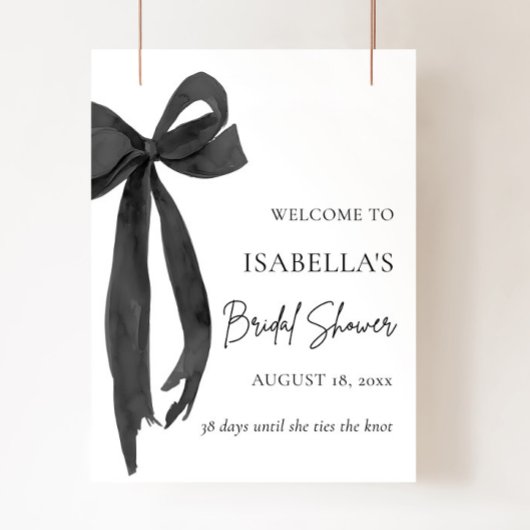 Poster Bow She's Tying the Knot Fête des mariées Bienvenu