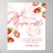 Poster Bow Strawberry Baby Shower Diaper Raffle Sign (Devant)
